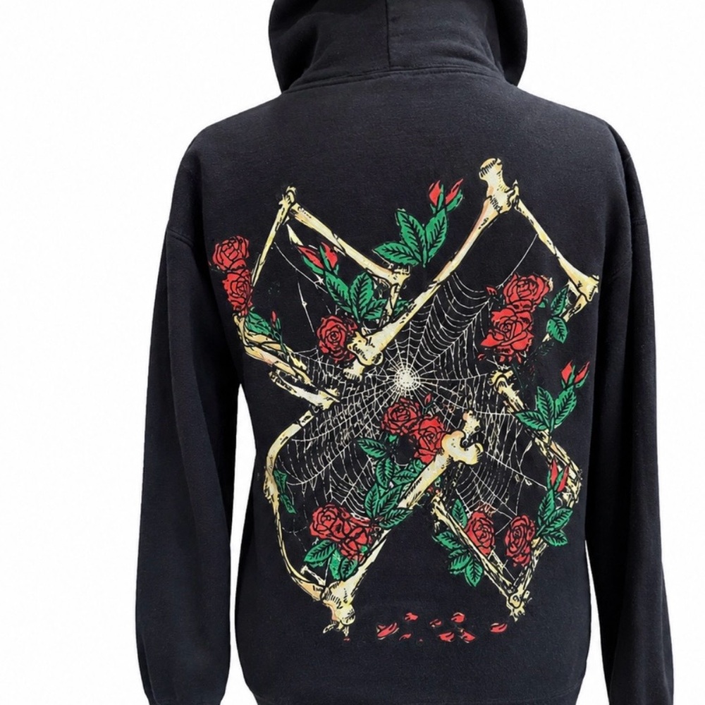 XPLR Sam & Colby Rose Skeleton Spiderweb Hoodie Size Small